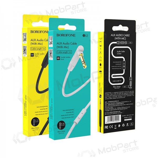 Audio adaptér 3,5mm į 3,5mm Borofone BL5 AUX (šedá)