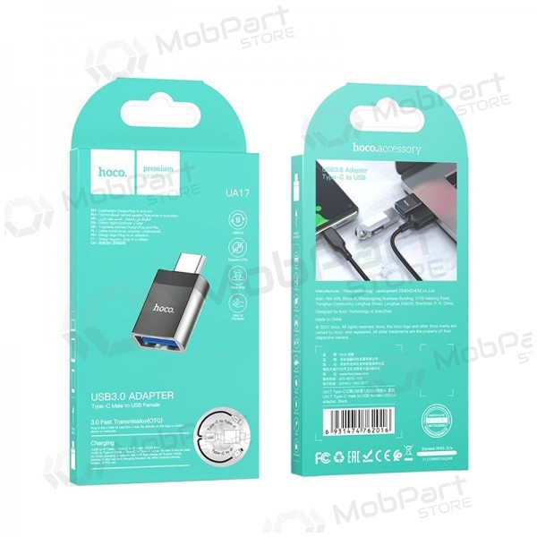 USB-C adaptér Hoco UA17 z USB-C na USB-A černý