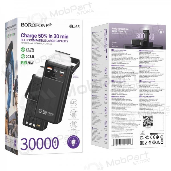 Externí baterie Power Bank Borofone BJ65 22.5W 30000mAh černá