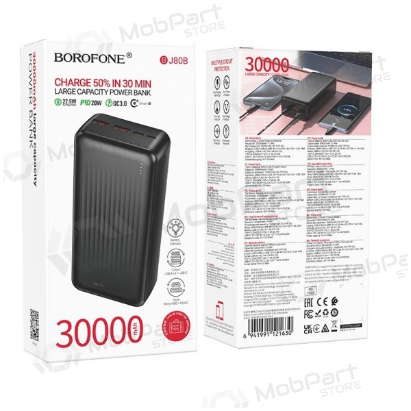 Externí baterie Power Bank Borofone BJ80B 22.5W 30000mAh černá