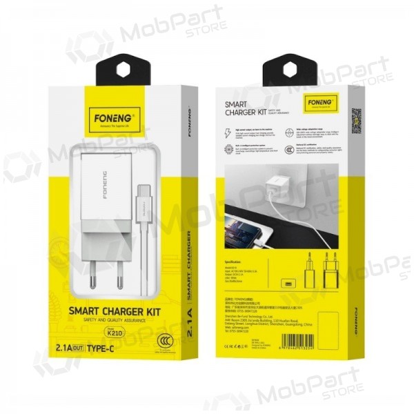 Nabíječka telefonu Foneng K210 10 W USB-A USB-C bílý