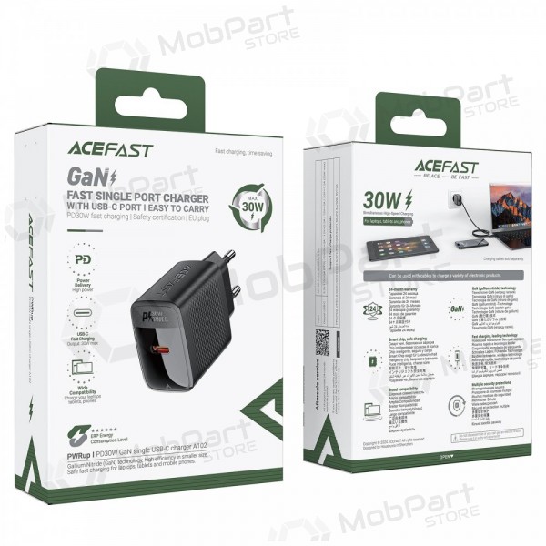 Nabíječka Acefast A98 30W GaN USB-C/USB-A černá