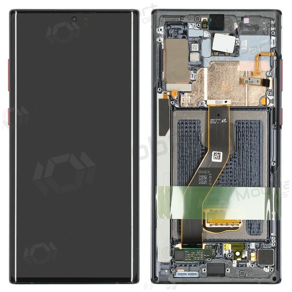 Ekranas Samsung N975 Note 10 Plus/N976 Note 10 Plus 5G su lietimui jautriu stikliuku a rėmeliu Black OLED (real size)