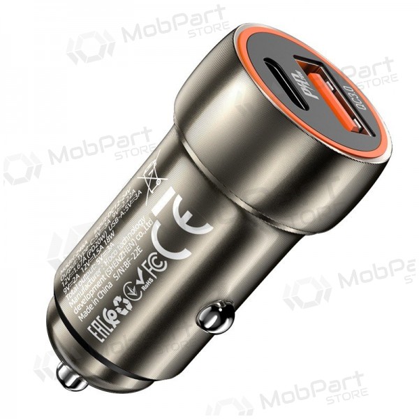 Nabíječka automobilinis Hoco Z46A USB-A/Type-C PD20W+QC3.0 šedá