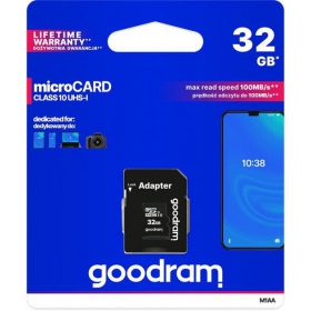 Paměťová karta GOODRAM MicroSD 32GB (class10 UHS-I) + SD Adaptér