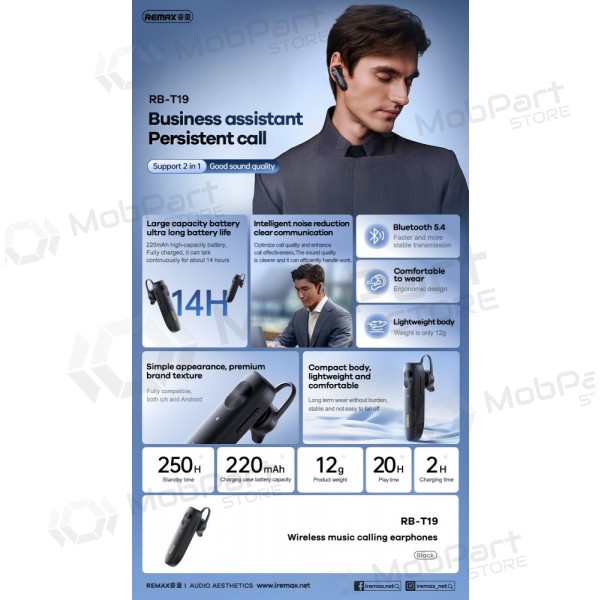 Bezdrátový handsfree Remax RB-T19 černá