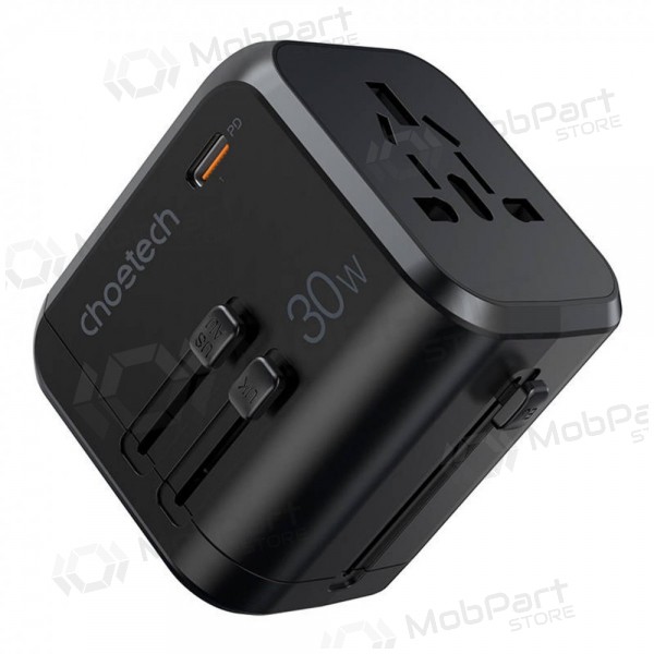 Univerzální kelioninis nabíječka Choetech PD5008 30W USB-C/3xUSB-A černá