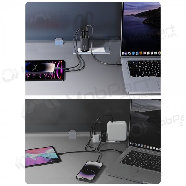 Nabíječka buitinis Joyroom GaN JR-TCG01 2xUSB-C/USB-A 65W + USB-C cable 1.2m černá