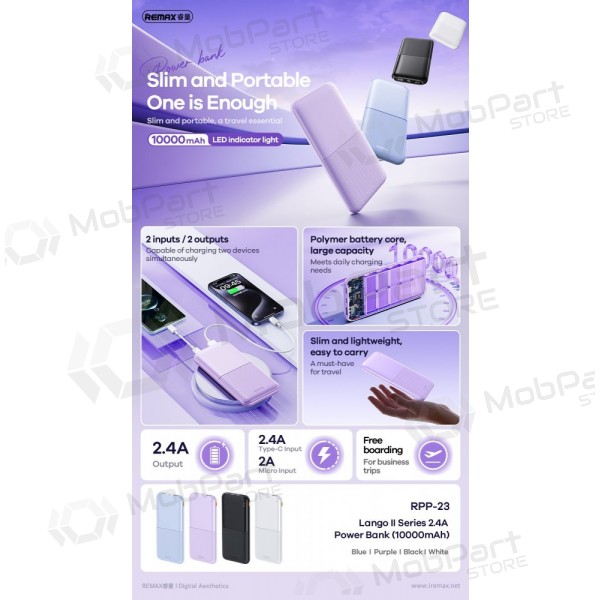 Externí baterie Power Bank Remax RPP-23 12W 10000mAh černá