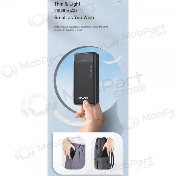 Externí baterie Power Bank Awei P6K 5V/2.1A 20000mAh černá