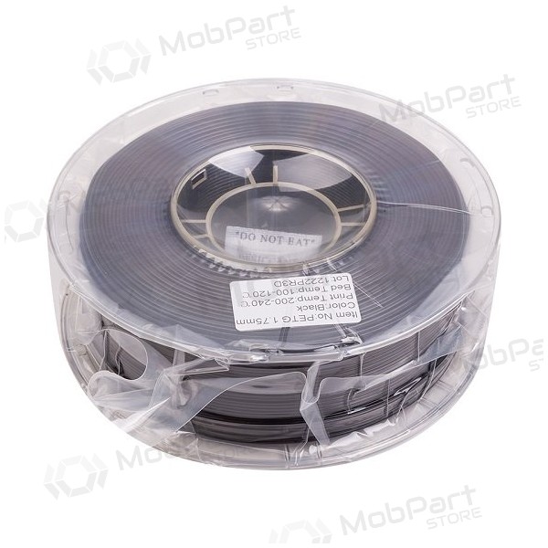 3D spausdinimo plastikas PETG, 1.75mm, 1kg, černá