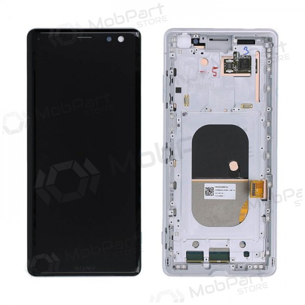 Sony Xperia XZ3 H8416 / H9436 displej (bílý) (s rámem) (použitý grade A, originál)