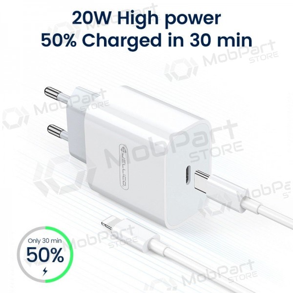 Nabíječka Jellico AK180 20W USB-C + USB-C to Lightning cable 1.0m bílý