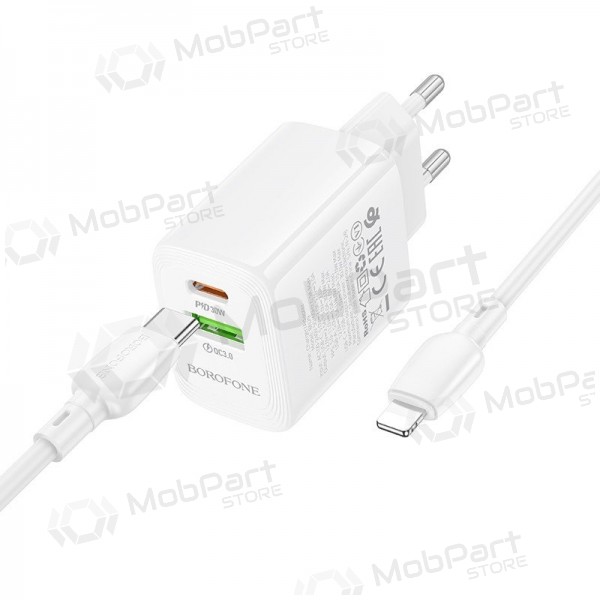 Nabíječka Borofone BN29 30W USB-C/USB-A + USB-C to Lightning cable 1.0m bílý