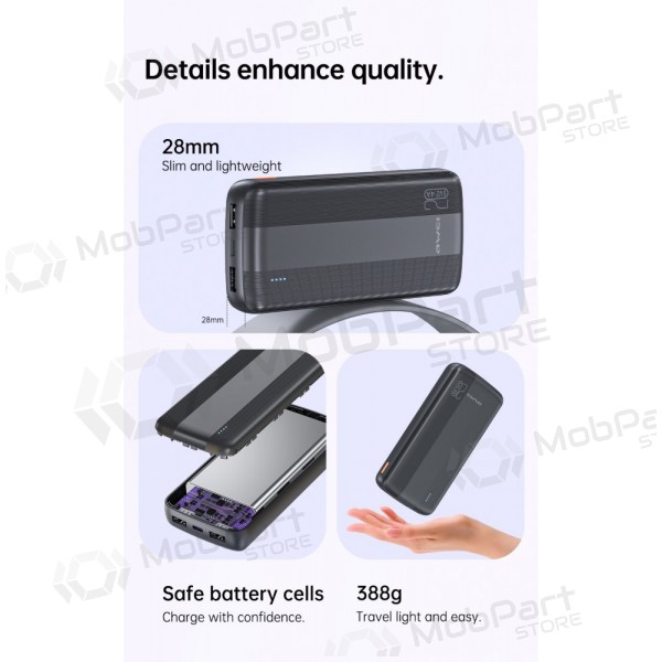 Externí baterie Power Bank Awei P19K 5V/2.4A 20000mAh černá