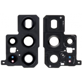 Samsung S908 S22 Ultra sklo kamery (černá) (s rámem)