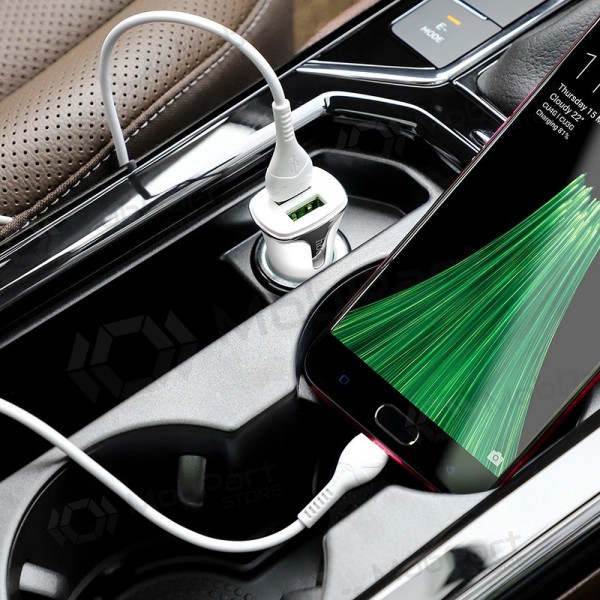 Nabíječka automobilinis Hoco Z31 Quick Charge 3.0 (3.4A) x 2 USB + microUSB (bílý)