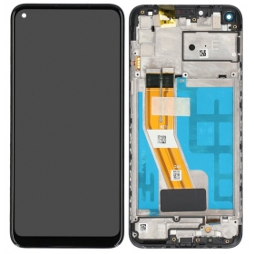 Ekranas Samsung M115 M11 2020 su lietimui jautriu stikliuku a rėmeliu Black originál