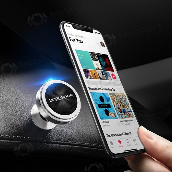 Automobilinis Univerzální telefono laikiklis Borofone BH5 Platinum, mounted on the dashboard, magnetic