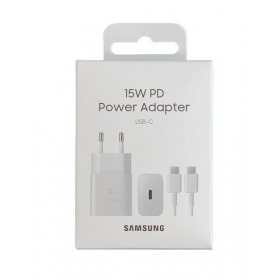 Nabíječka originál Samsung EP-T1510XWEGEU 15W + kabel Type-C 1m v balíčku bílý