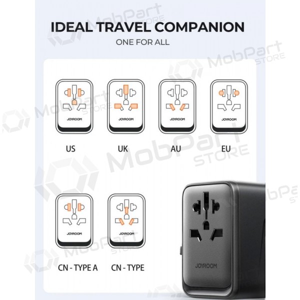 Univerzální kelioninis nabíječka Joyroom JR-TCW01 3xUSB-A/USB-C černá