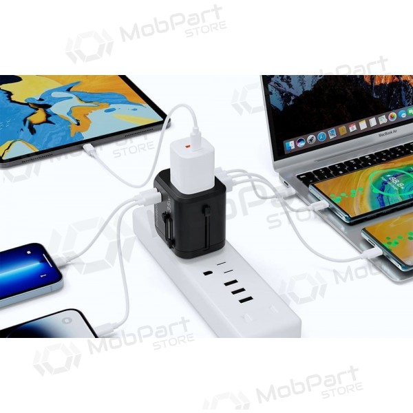 Univerzální kelioninis nabíječka Choetech PD5008 30W USB-C/3xUSB-A černá