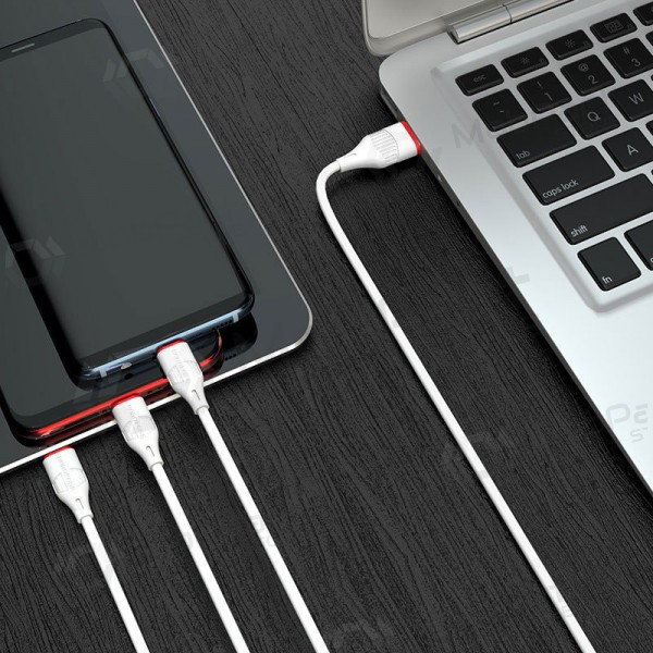 USB kabel Borofone BX17 3in1 microUSB-Lightning-Type-C (bílý)