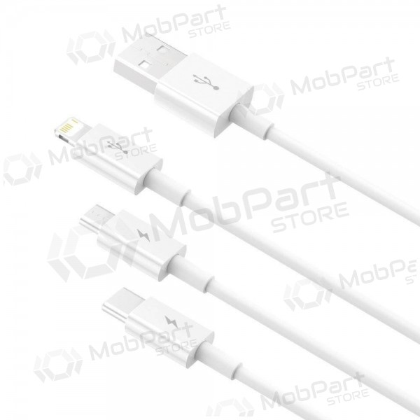 Kabel Baseus Superior USB - microUSB+Lightning+Type-C 3.5A 1.5m (bílý) CAMLTYS-02