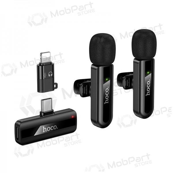 Belaidžių mikrofonų rinkinys Hoco L20A USB-C/Lightning černá