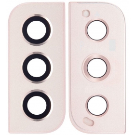 Samsung S906 Galaxy S22 Plus sklo kamery (růžový / zlatý) (s rámem)