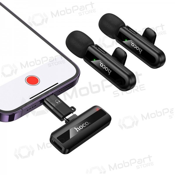 Belaidžių mikrofonų rinkinys Hoco L20A USB-C/Lightning černá