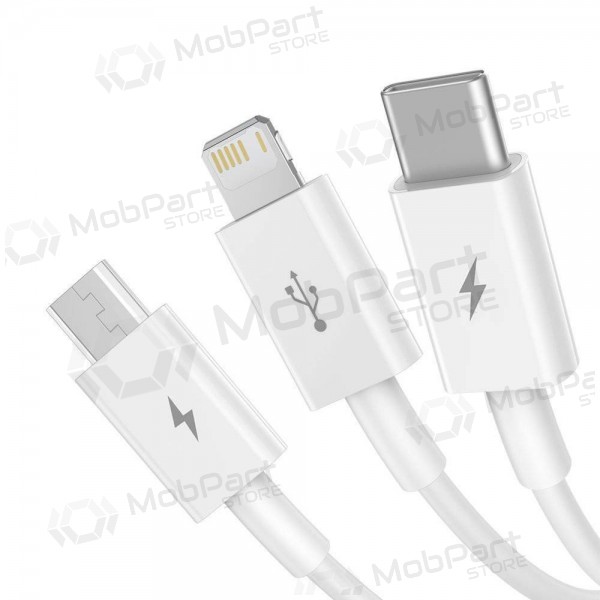 Kabel Baseus Superior USB - microUSB+Lightning+Type-C 3.5A 1.5m (bílý) CAMLTYS-02