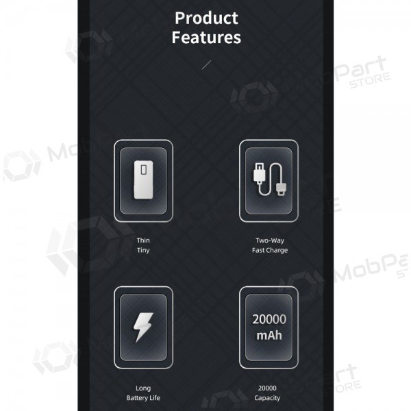 Externí baterie Power Bank Awei P6K 5V/2.1A 20000mAh černá