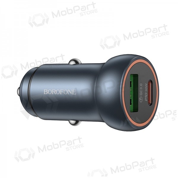 Nabíječka do auta Borofone BZ32A USB-C/USB-A 30W šedá