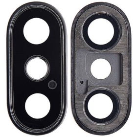 Apple iPhone XS / XS Max sklo kamery (černá) (s rámem)