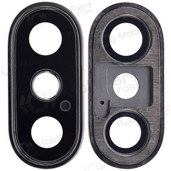 Apple iPhone XS / XS Max sklo kamery (černá) (s rámem)