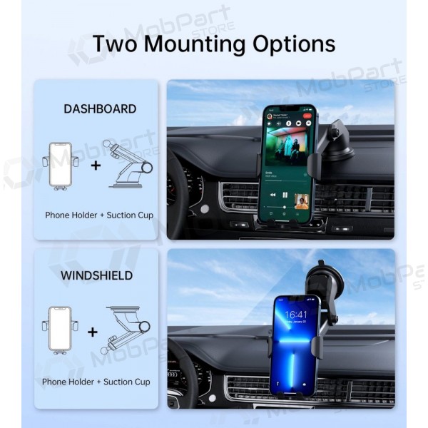 Automobilinis laikiklis-nabíječka Choetech T203-F 15W Gravity Car Charger Holder černá