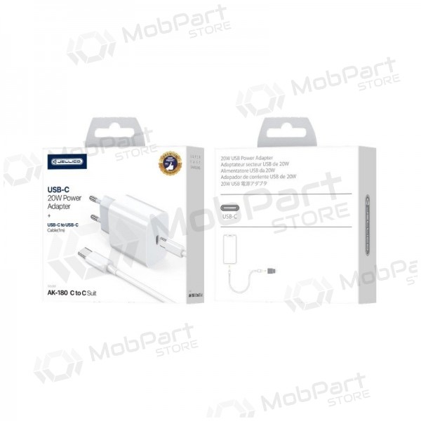 Nabíječka Jellico AK180 20W USB-C + USB-C to USB-C cable 1.0m bílý