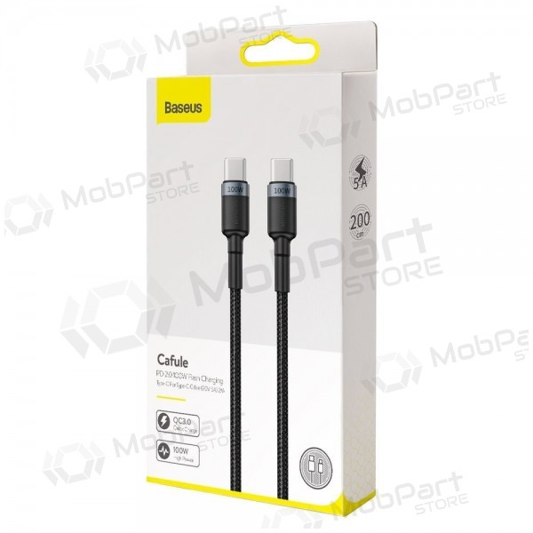 USB kabel Baseus Cafule PD100W Type-C 2.0m šedá-černá CATKLF-ALG1