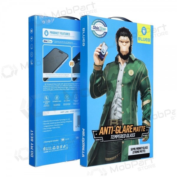 LCD apsauginis stikliukas 5D Mr. Monkey Glass (Strong Matte) Apple iPhone 16 Pro černá