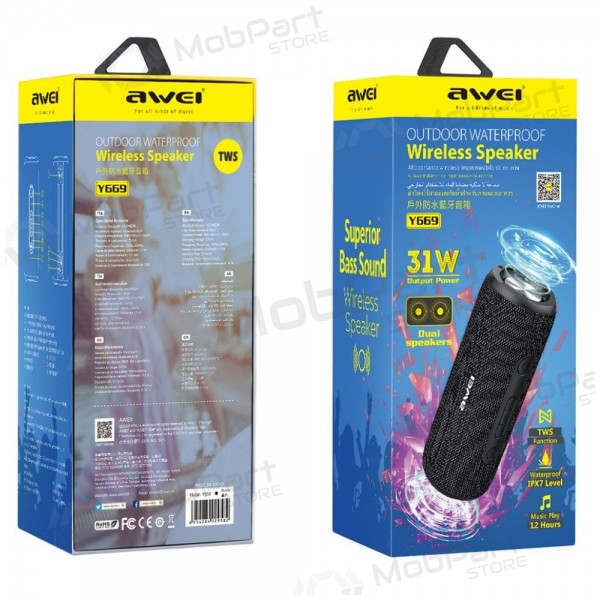 Bluetooth přenosný reproduktor Awei Y669 31W černá