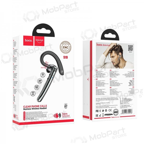 {tekstas} Bluetooth handsfree souprava Hoco S19 Bluetooth černá