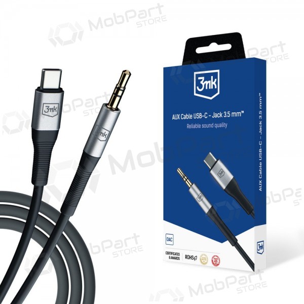 Audio kabel 3mk USB-C na 3.5 mm 1 m černý