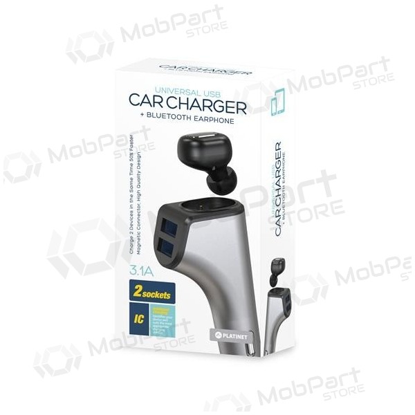 Nabíječka do auta Platinet + Bluetooth ausinė