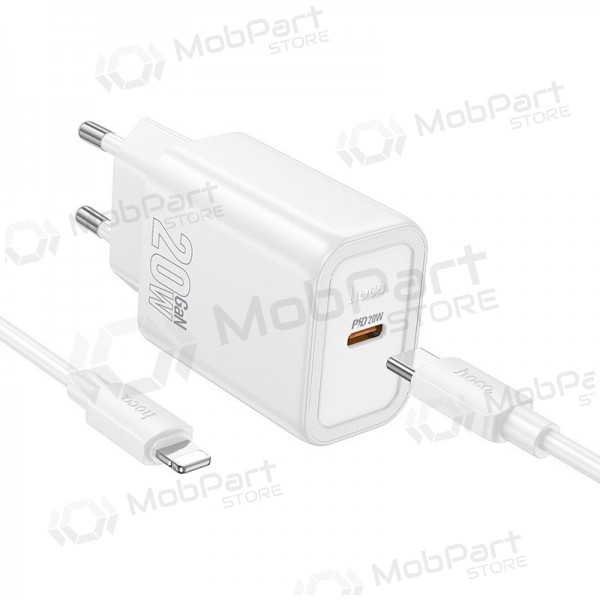 Nabíječka Hoco N60 20W GaN USB-C + USB-C to Lightning cable 1.0m bílý
