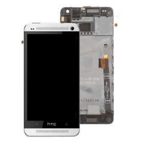 HTC One Mini displej (bílý) (s rámem) (použitý grade C, originál)