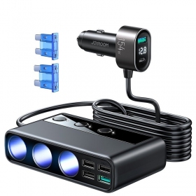 Nabíječka automobilinis Joyroom 9in1 154W 3x12V, PD USB Type-C, QC3.0 USB-A, 4xUSB-A JR-CL06