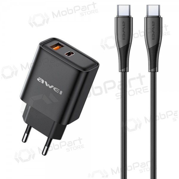 Nabíječka Awei PD81C-EU USB-A/USB-C + USB-C to USB-C cable černá