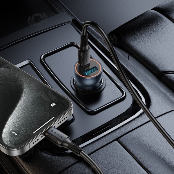 Nabíječka do auta Borofone BZ32A USB-C/USB-A 30W šedá