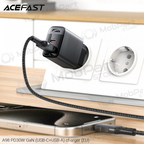 Nabíječka Acefast A98 30W GaN USB-C/USB-A černá